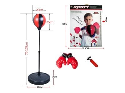 Vaikiškas bokso rinkinys su reguliuojamu stovu (iki 105 cm)