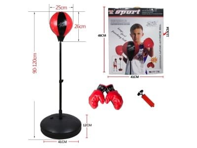 Vaikiškas bokso rinkinys su reguliuojamu stovu (iki 120cm)