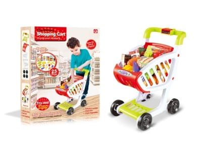 Žaislinis pirkinių vežimėlis su priedais