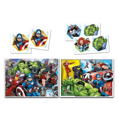 Clementoni supercolor dėlionė + domino “The Avengers” 2×30 pcs