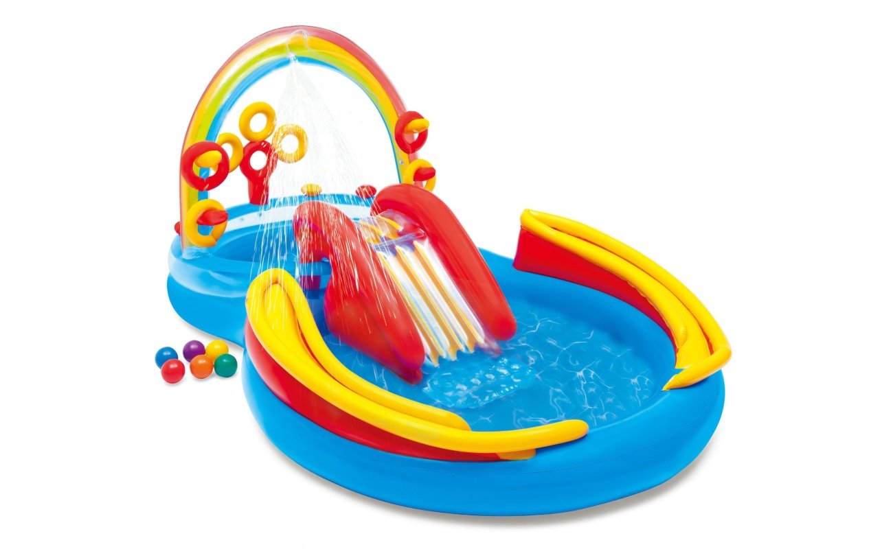 Pripučiamas baseinas (žaidimų aikštelė) INTEX Rainbow Ring Play Center 297x193x135 cm