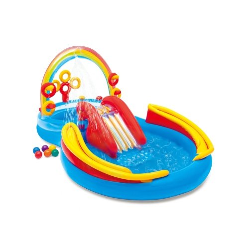 Pripučiamas baseinas (žaidimų aikštelė) INTEX Rainbow Ring Play Center 297x193x135 cm