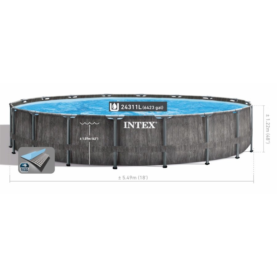 Karkasinis baseinas INTEX Greywood Prism Frame Premium Pool Set 5,49 x 1,22m