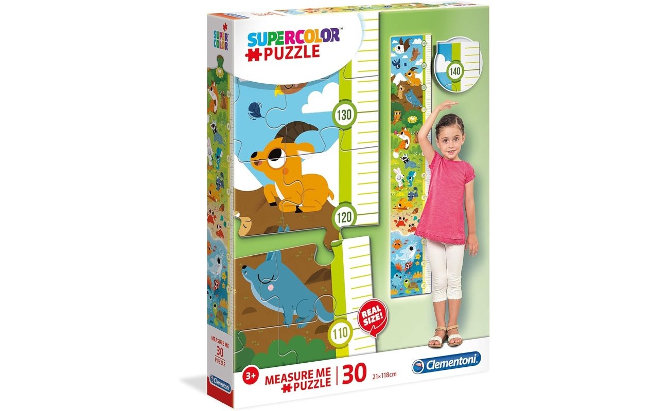 Clementoni supercolor dėlionė – ūgio matuoklis “Cutie Animals 30pcs