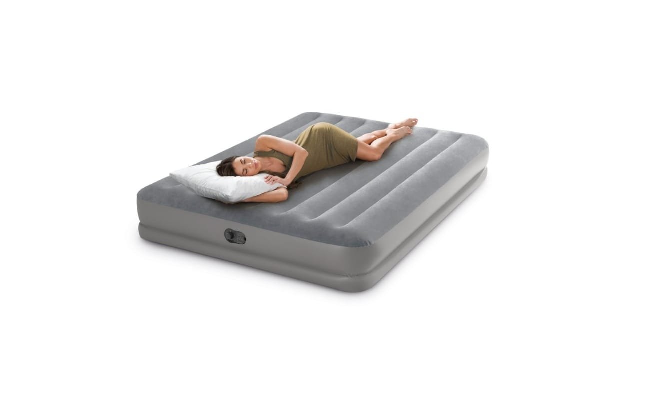 Pripučiamas čiužinys INTEX Queen Dura-Beam, Prestige Downy Airbed su USB pompa, 152x203x30cm