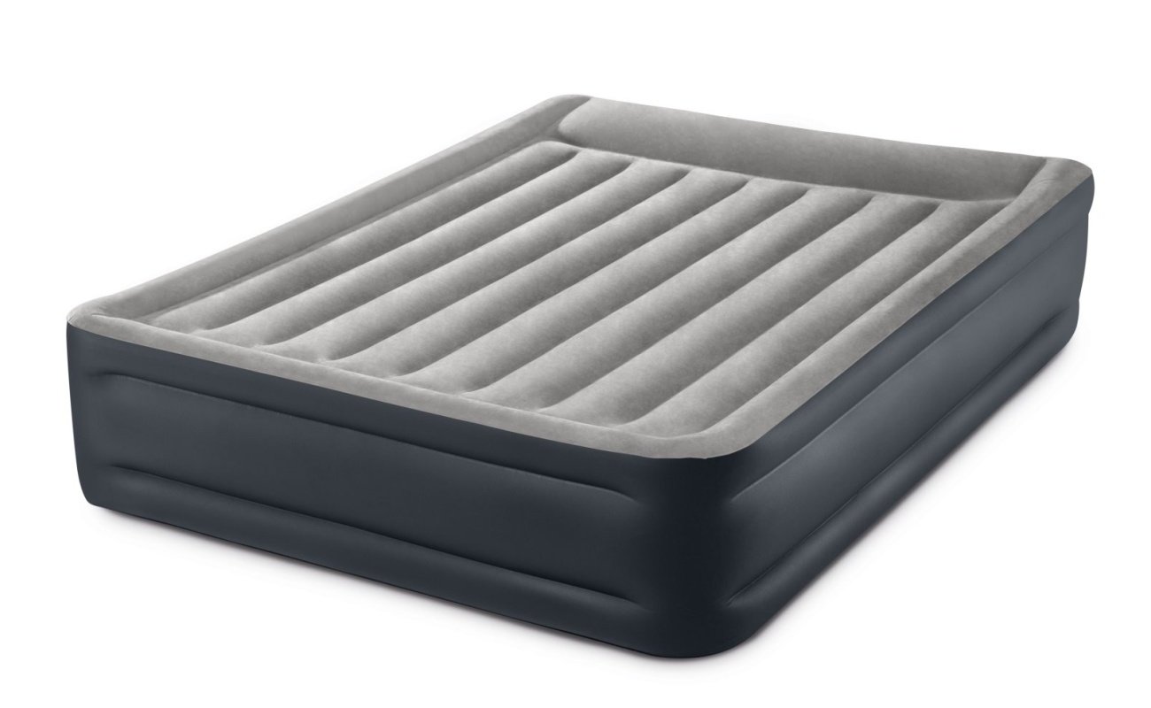 Pripučiamas čiužinys-lova INTEX Queen Deluxe Pillow Rest, Airbed W/Fiber-Tech RP su pompa,152x203x42cm