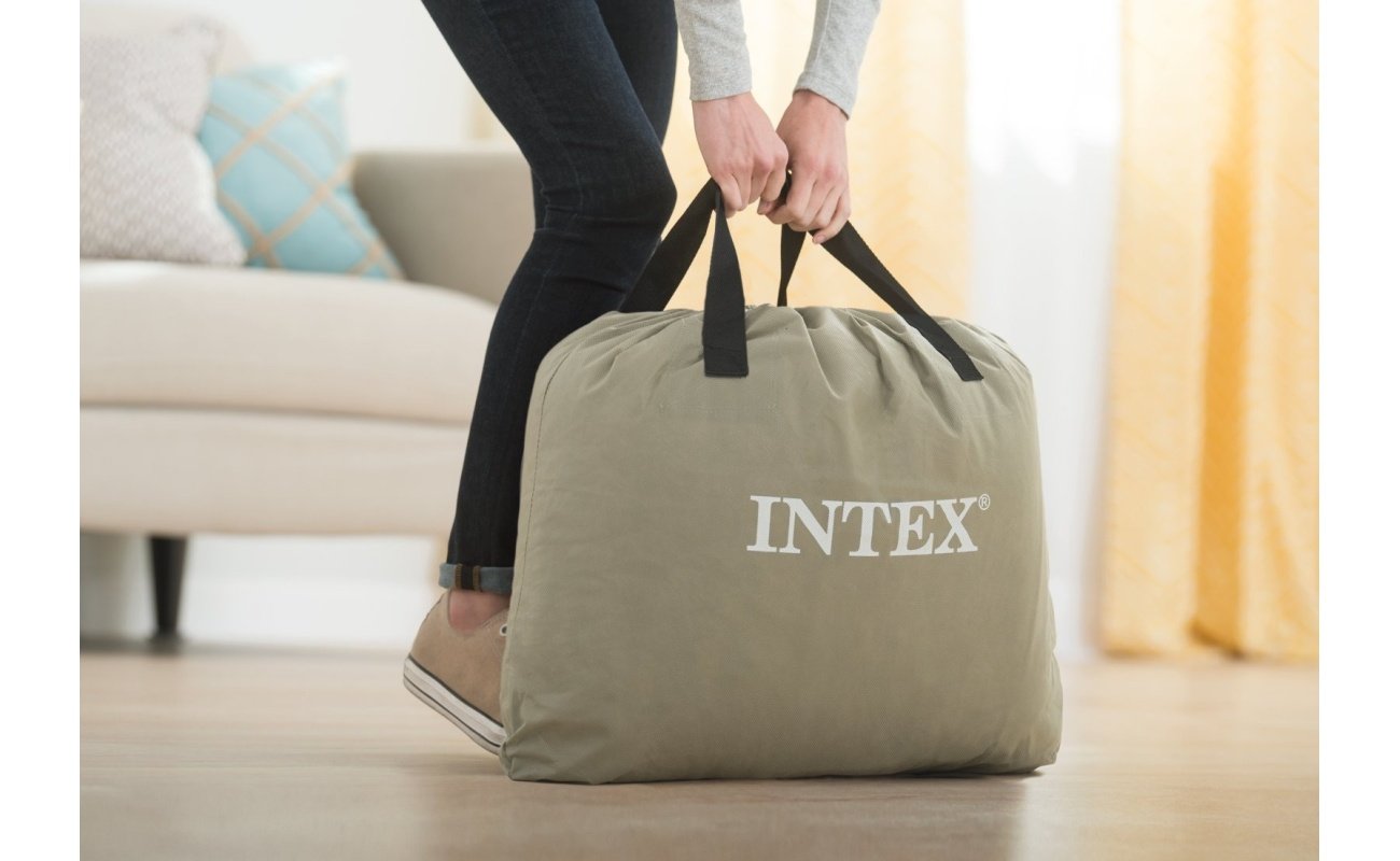 Pripučiamas čiužinys-lova INTEX Queen Deluxe Pillow Rest, Airbed W/Fiber-Tech RP su pompa,152x203x42cm