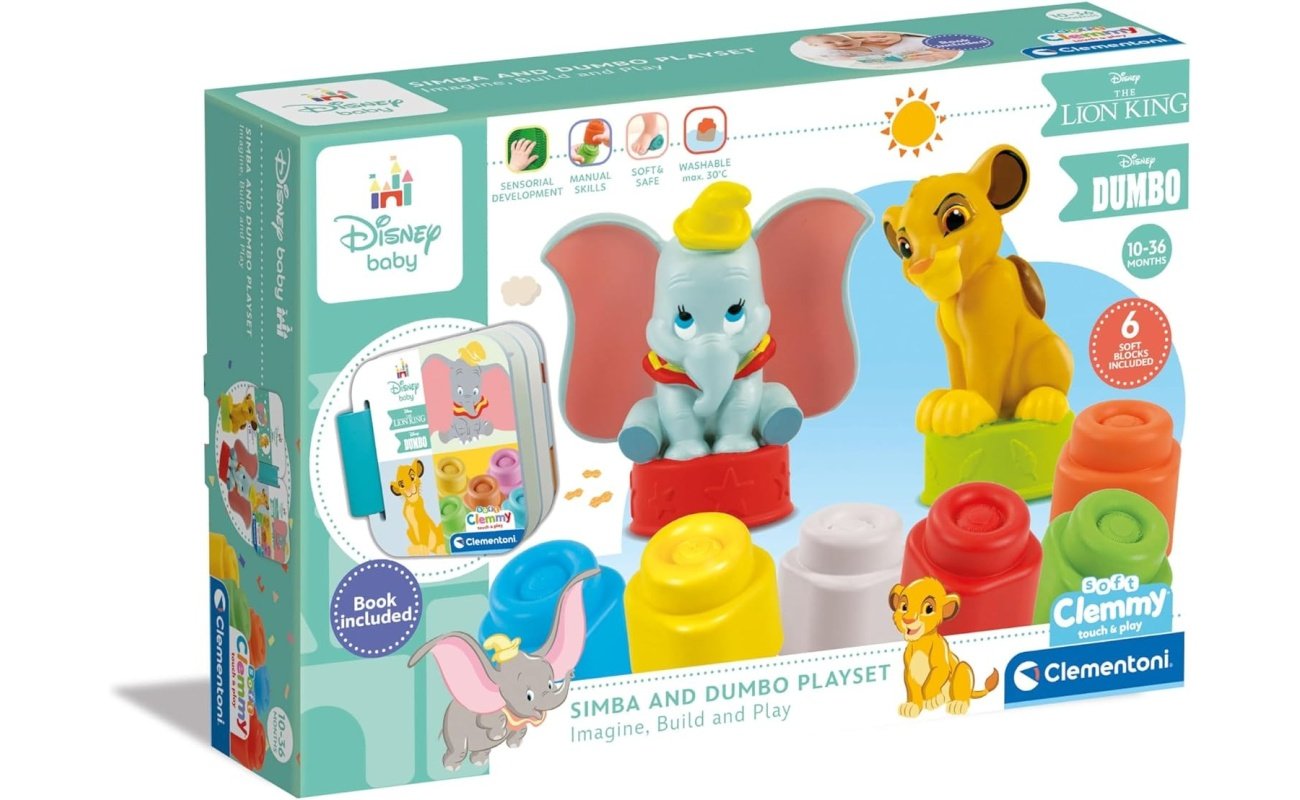 Clementoni kaladėlės Soft Clemmy su knygute “Simba and Dumbo”