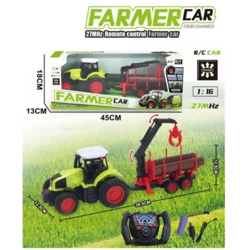 R/B Traktorius su priekaba ir priedais 1:16