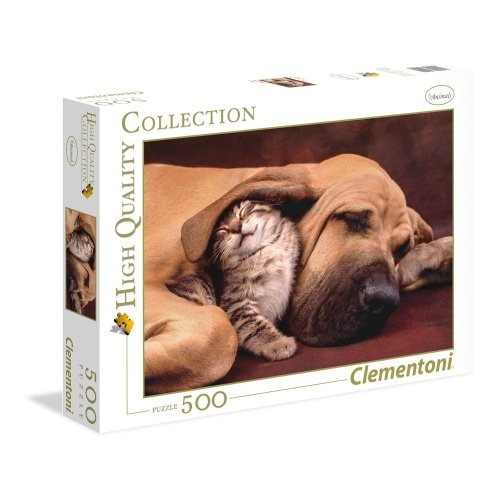 Clementoni dėlionė "Cuddles" – šuo ir katė dėlionė 500 det.