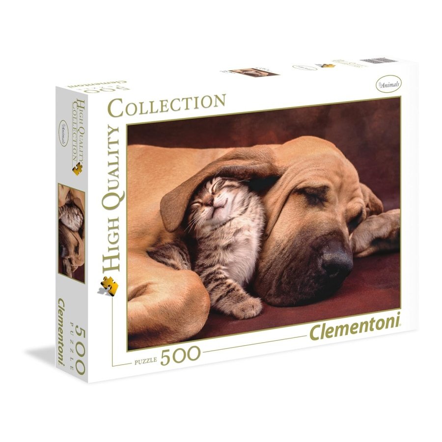 Clementoni dėlionė "Cuddles" – šuo ir katė dėlionė 500 det. - Image 1