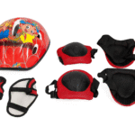 Vaikiškų apsaugų rinkinys su šalmu, kelių ir alkūnių apsaugomis