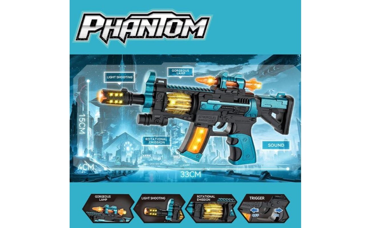 203 Žaislinis šviečiantis ginklas Phantom su garsais
