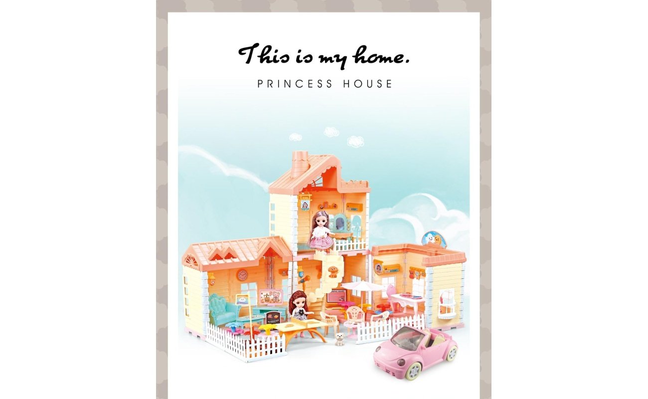 Princesės lėlių namelis su automobiliu – pagrindinis vaizdas