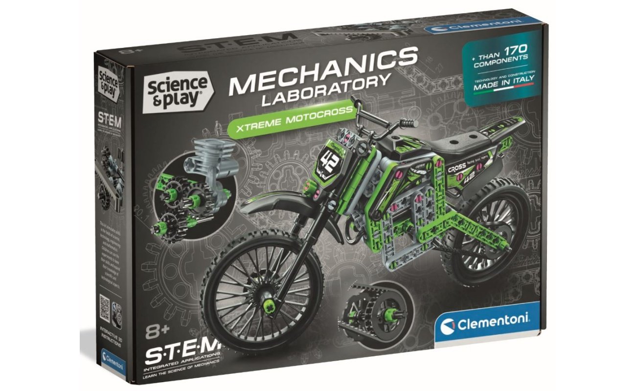 Clementoni STEM konstruktorius Xtreme Motocross, 180+ dalių