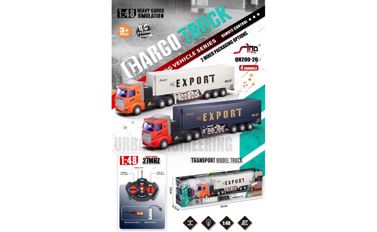 Nuotoliniu būdu valdomas vilkikas su puspriekabe „Export“ 1:48
