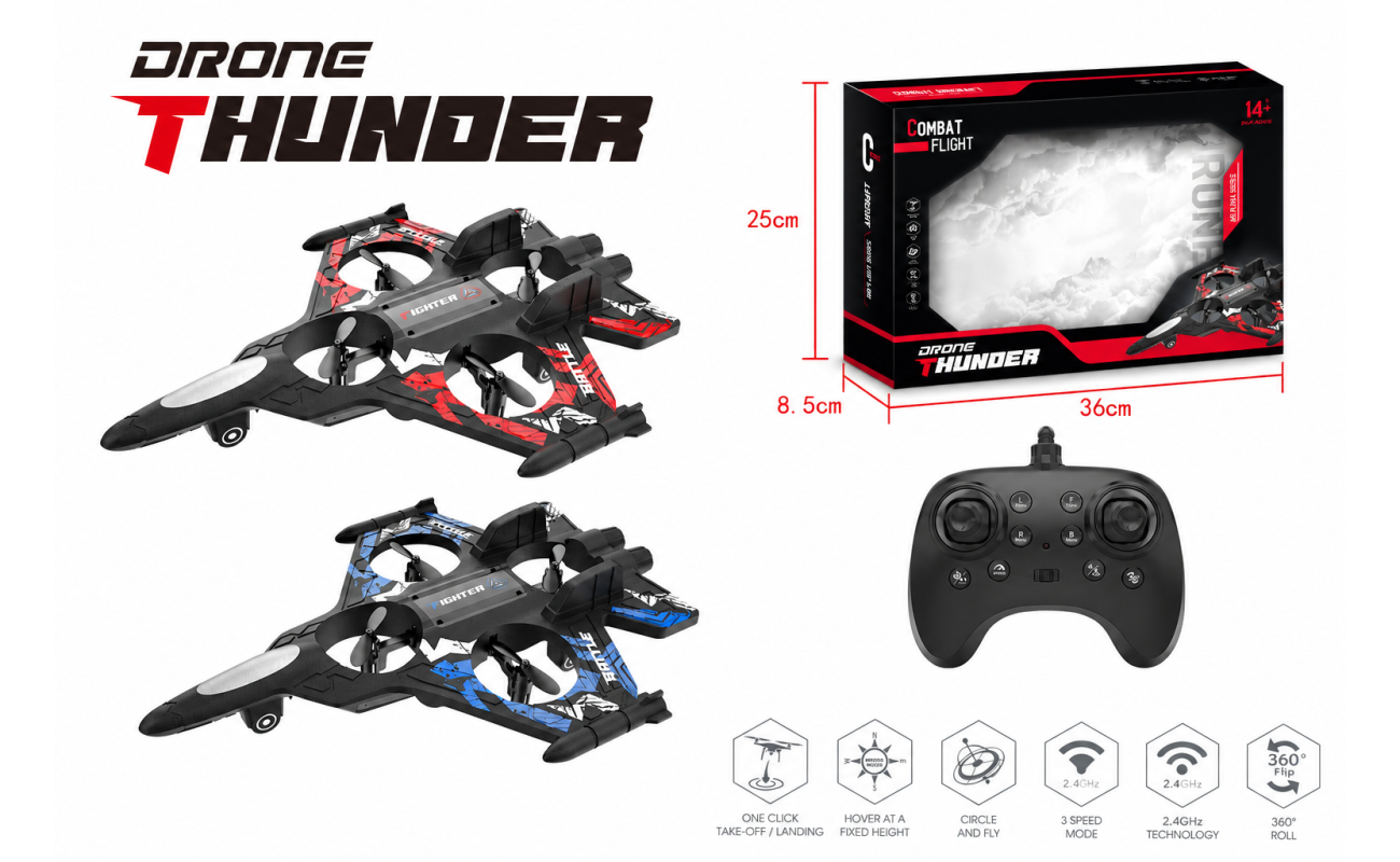 RC dronas „Thunder“ iš putplasčio su pulteliu, 2.4 GHz