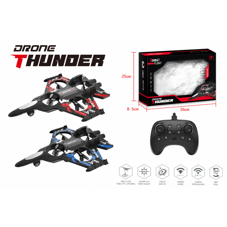 RC dronas „Thunder“ iš putplasčio su pulteliu, 2.4 GHz